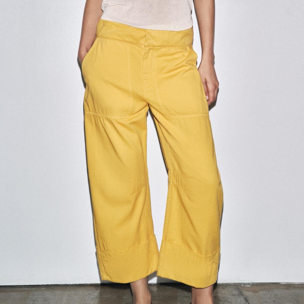 Zara Studio Yellow Cargo Balloon Pants